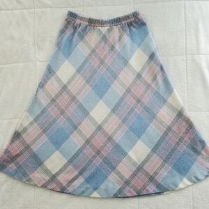 Ermané vintage knee length plaid wool skirt